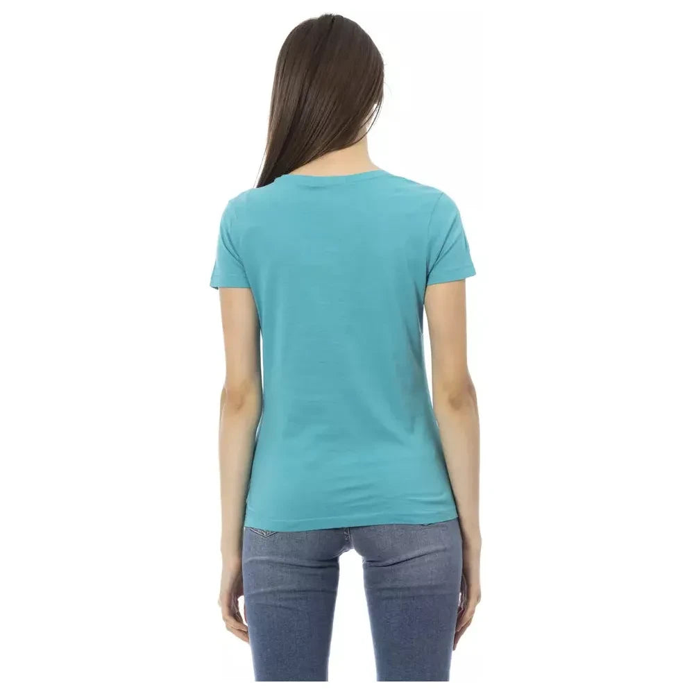 Trussardi Action Light Blue Cotton Women T-Shirt Trussardi Action