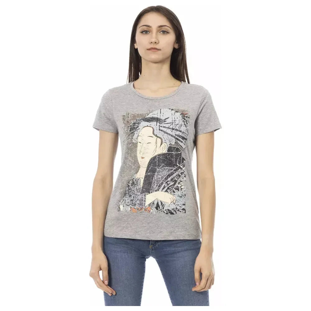 Trussardi Action Gray Cotton Women Top Trussardi Action