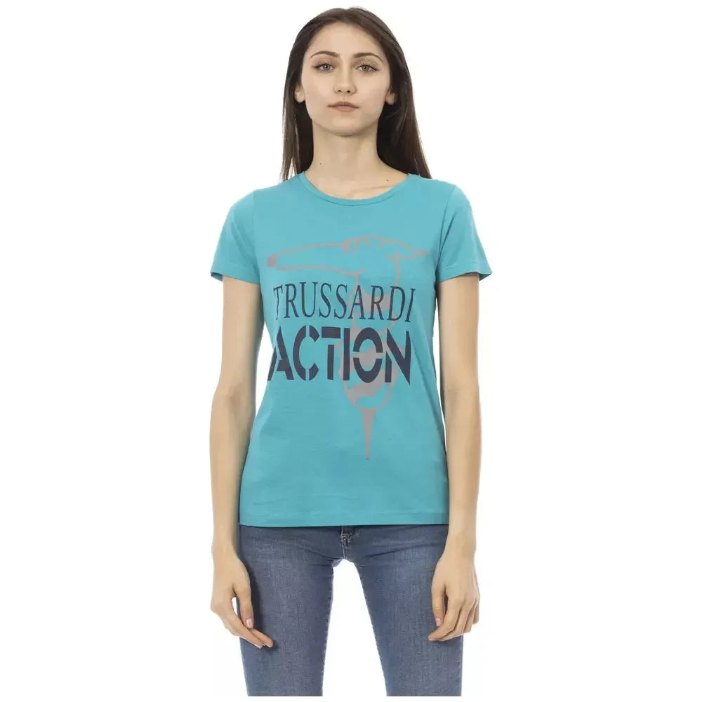 Trussardi Action Light Blue Cotton Women Top Trussardi Action