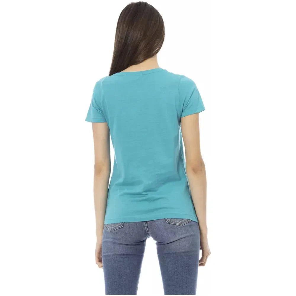 Trussardi Action Light Blue Cotton Women Top Trussardi Action