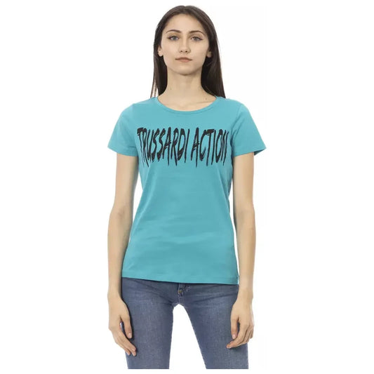 Trussardi Action Light Blue Cotton Women T-Shirt Trussardi Action