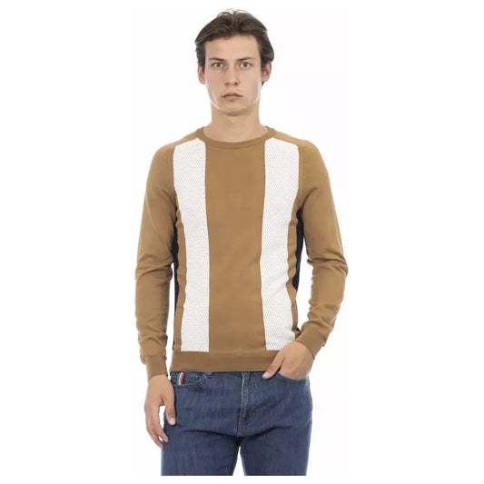 Baldinini Trend Brown Cotton Men Sweater Baldinini Trend