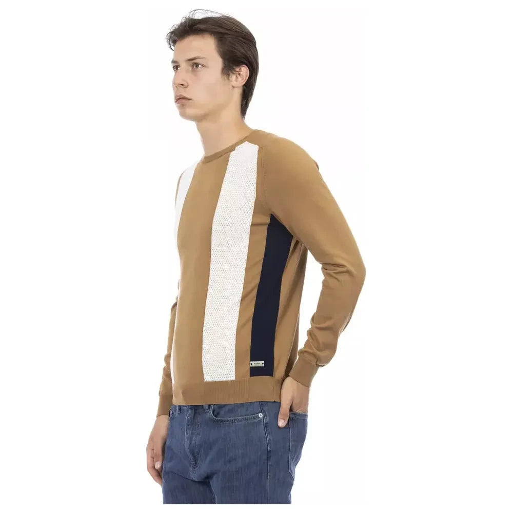 Baldinini Trend Brown Cotton Men Sweater Baldinini Trend