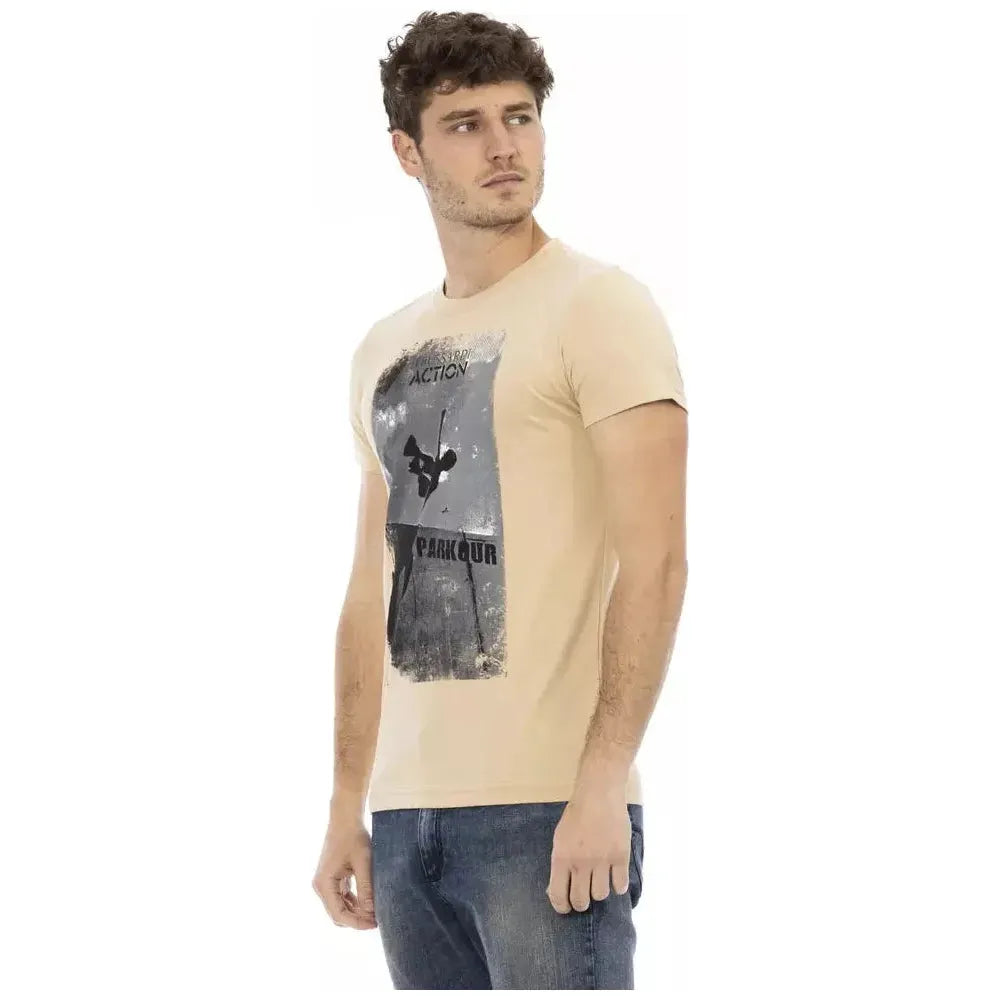 Trussardi Action Beige Cotton Men T-Shirt