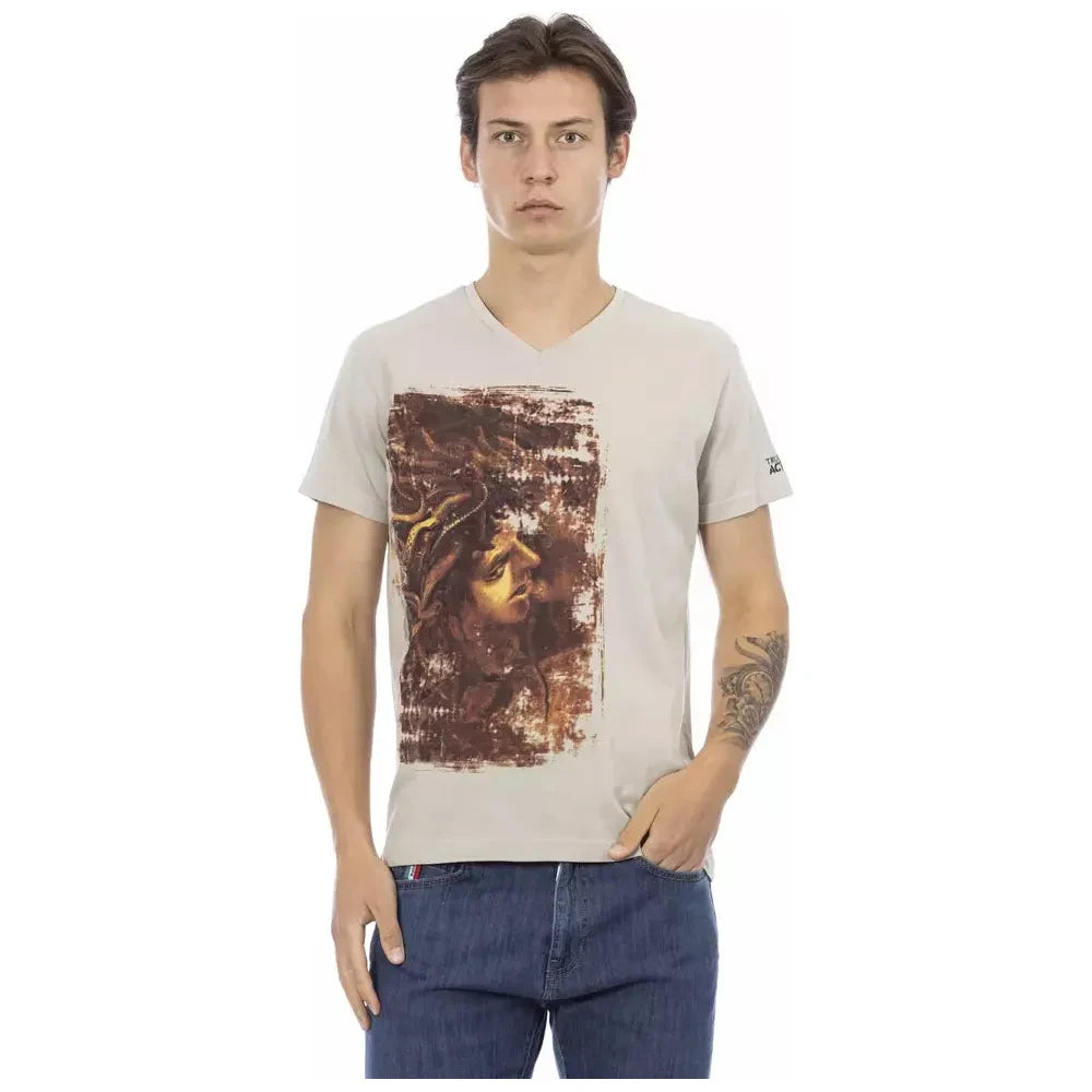 Trussardi Action Beige Cotton Men's T-Shirt Trussardi Action