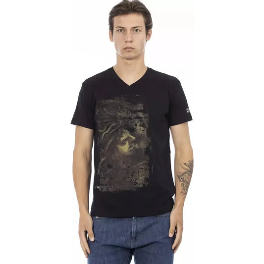 Trussardi Action Black Cotton Men's V-Neck T-Shirt Trussardi Action