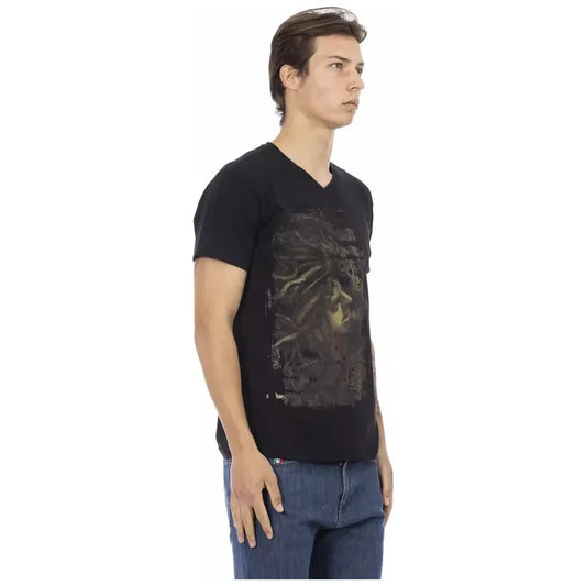 Trussardi Action Black Cotton Men's V-Neck T-Shirt Trussardi Action