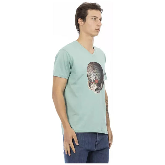 Trussardi Action Green Cotton Men V-Neck T-Shirt Trussardi Action