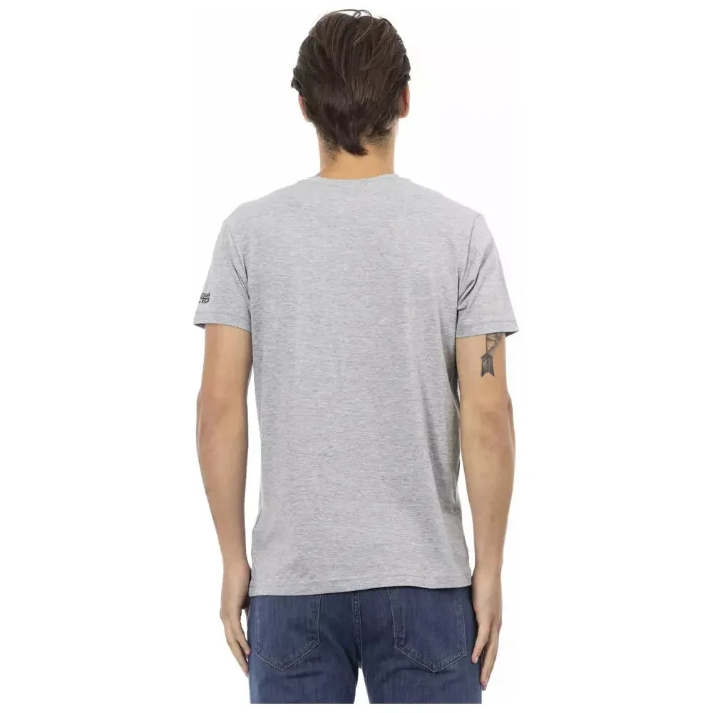 Trussardi Action Gray Cotton Men V-Neck T-Shirt Trussardi Action