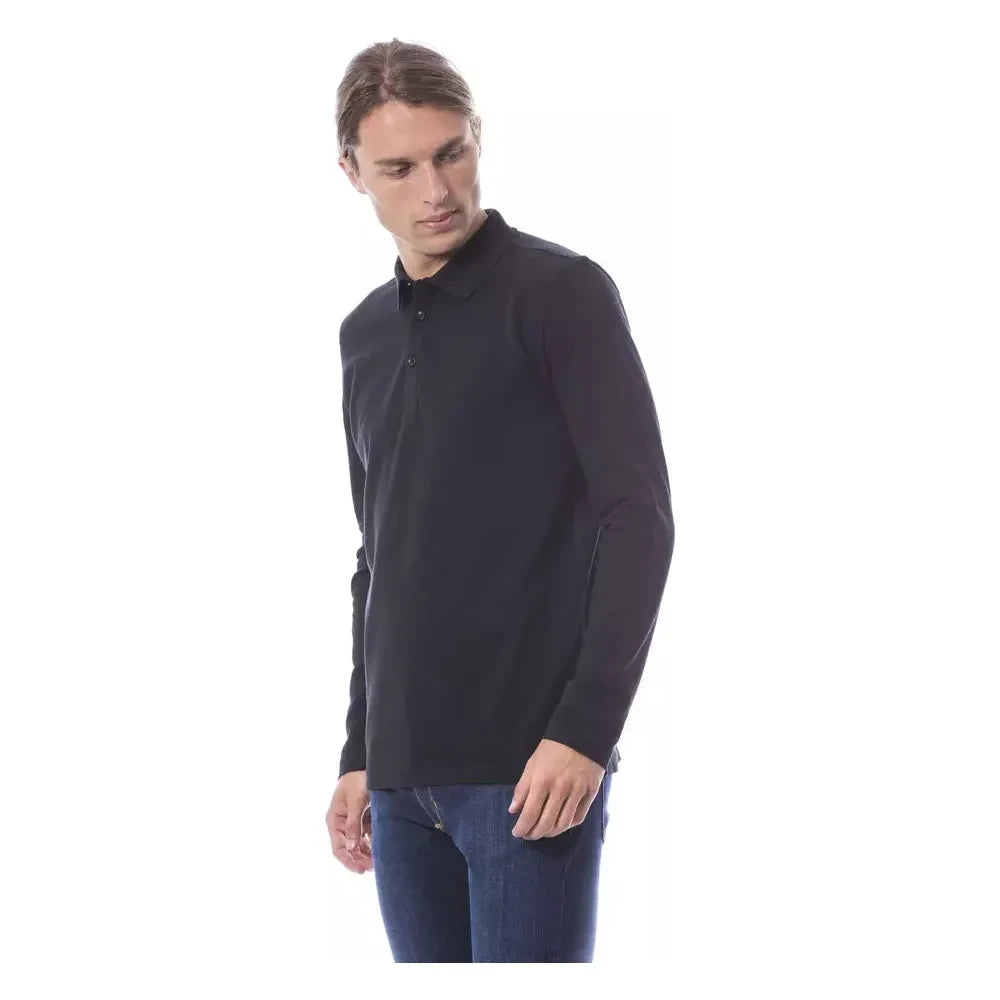 Verri Black Cotton Men's Polo Shirt Long Sleeve Verri