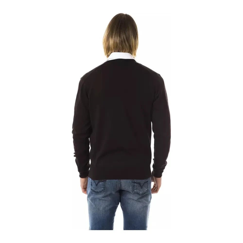 Uominitaliani Brown Merino Men Sweater Uominitaliani