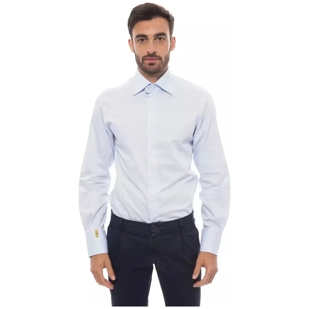 Billionaire Italian Couture Light Blue Cotton Men Shirt Billionaire Italian Couture