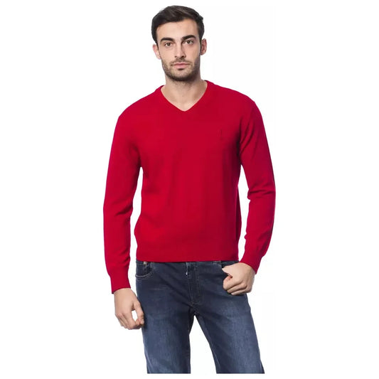 Billionaire Italian Couture Red Merino Wool Men Sweater Billionaire Italian Couture