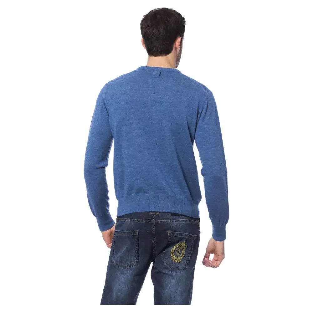 Billionaire Italian Couture Blue Merino Wool Men Sweater Billionaire Italian Couture