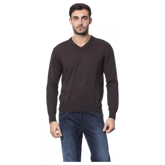 Billionaire Italian Couture Brown Merino Wool Men Sweater Billionaire Italian Couture