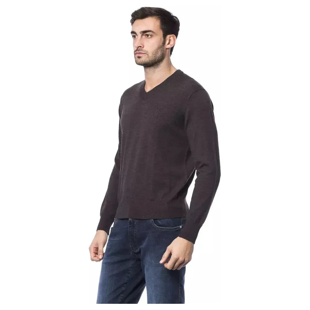 Billionaire Italian Couture Brown Merino Wool Men Sweater Billionaire Italian Couture