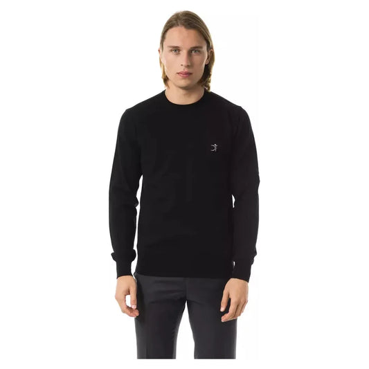 Uominitaliani Black Merino Men Sweater Uominitaliani