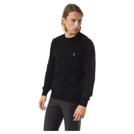 Uominitaliani Black Merino Men Sweater Uominitaliani