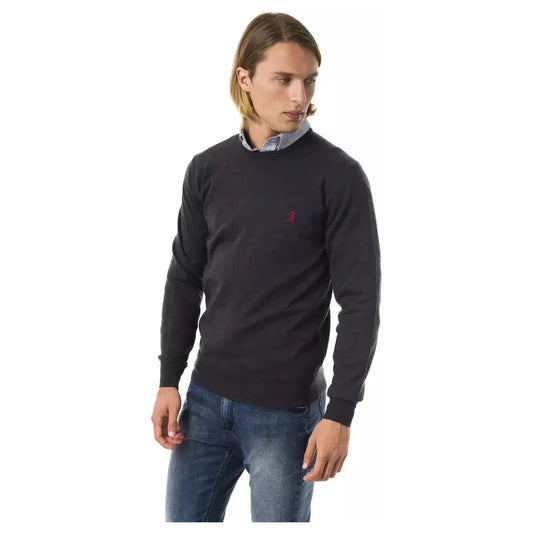 Uominitaliani Gray Merino Wool Men Sweater Uominitaliani