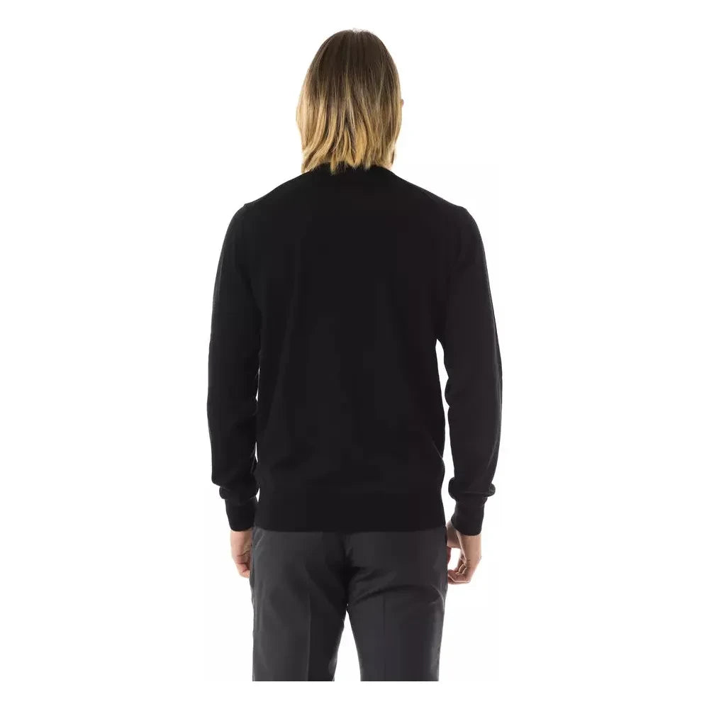 Uominitaliani Black Merino Men Sweater Uominitaliani