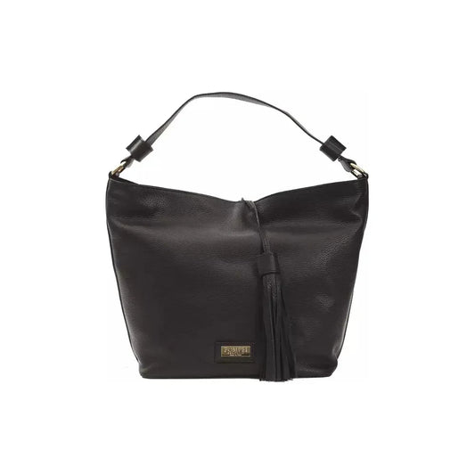 Pompei Donatella Black Leather Women Shoulder Bag Pompei Donatella