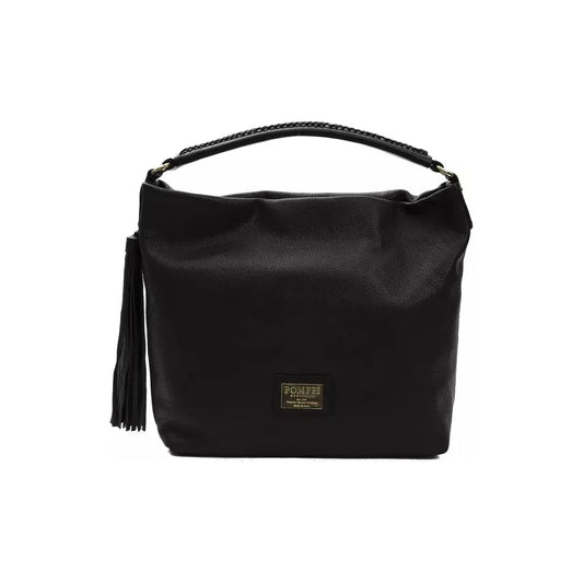 Pompei Donatella Black Leather Women Shoulder Bag Pompei Donatella