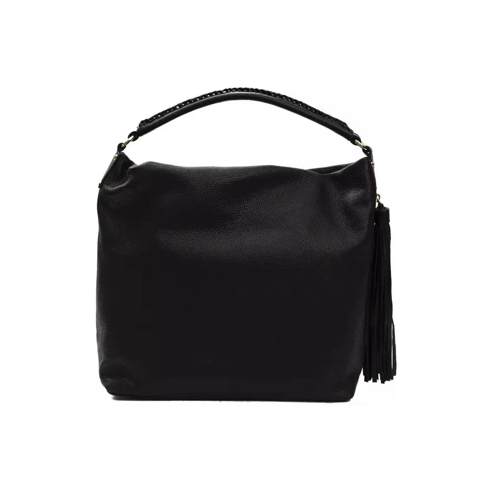 Pompei Donatella Black Leather Women Shoulder Bag Pompei Donatella