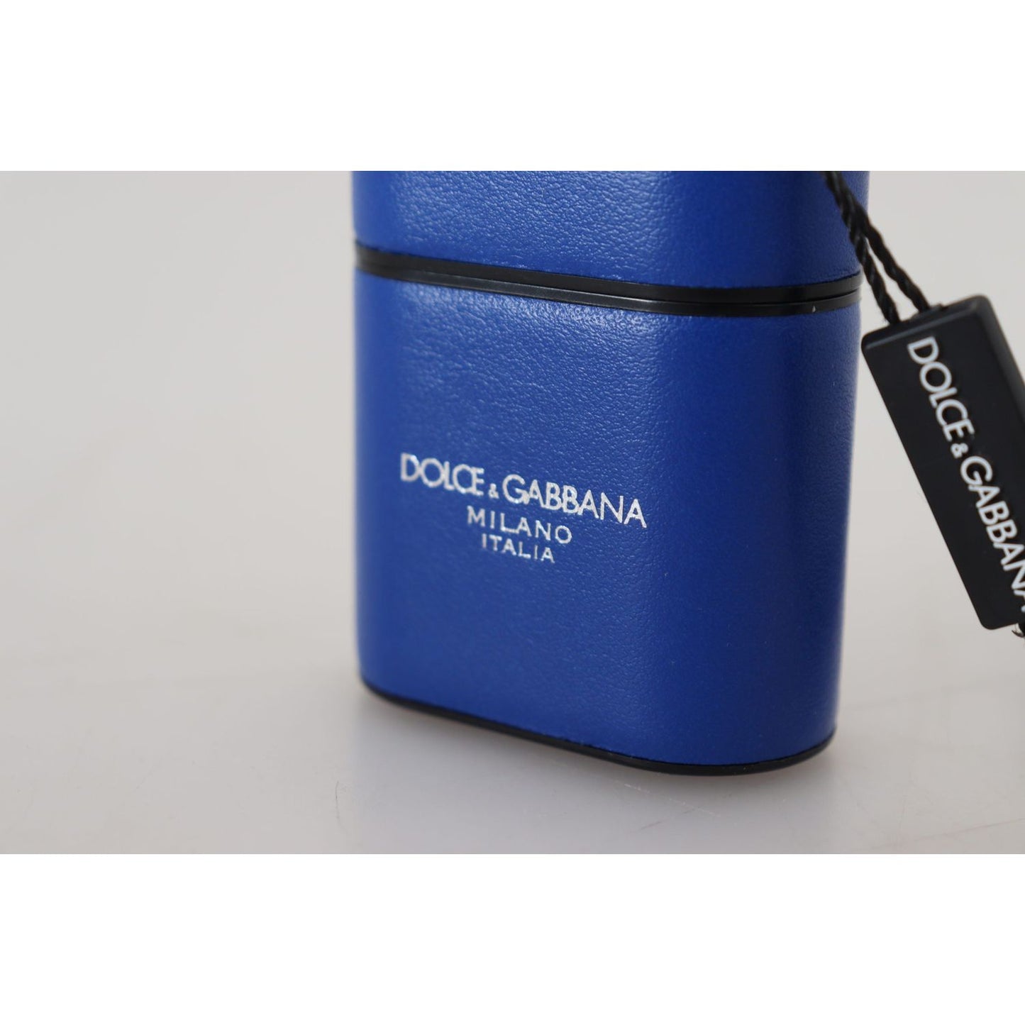 Dolce & Gabbana Elegant Blue Leather Airpods Case Dolce & Gabbana