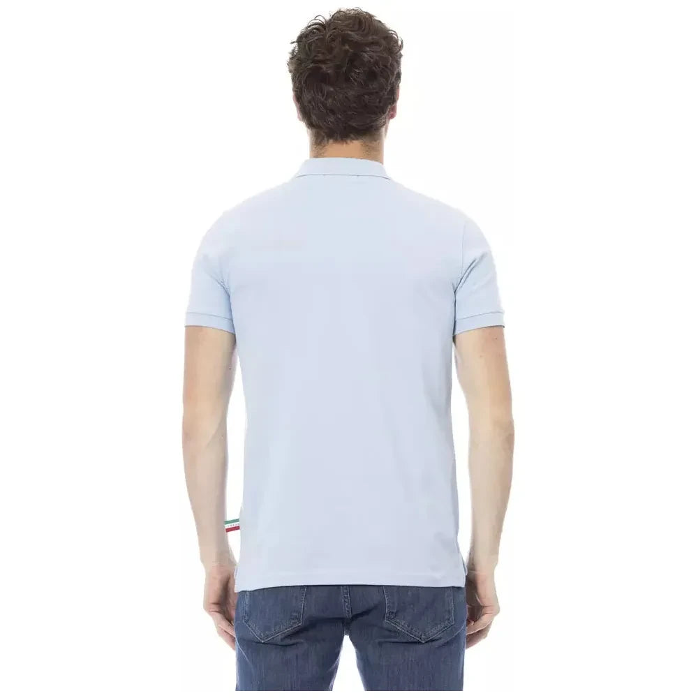 Baldinini Trend Light Blue Cotton Men Polo Baldinini Trend