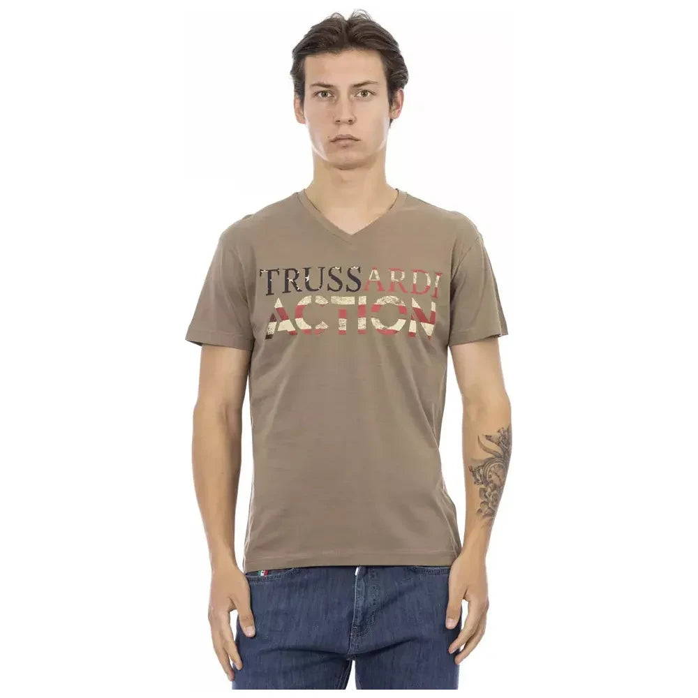 Trussardi Action Brown Cotton Men's T-Shirt Trussardi Action