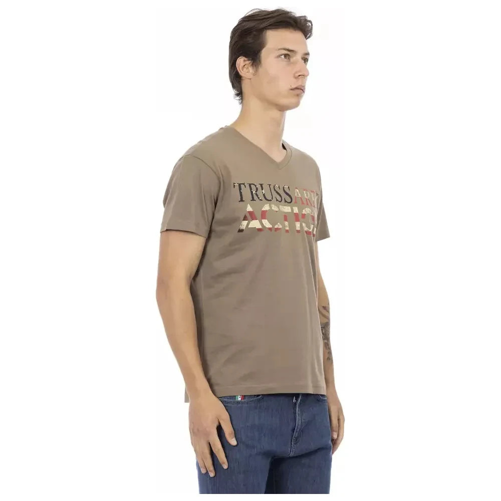 Trussardi Action Brown Cotton Men's T-Shirt Trussardi Action