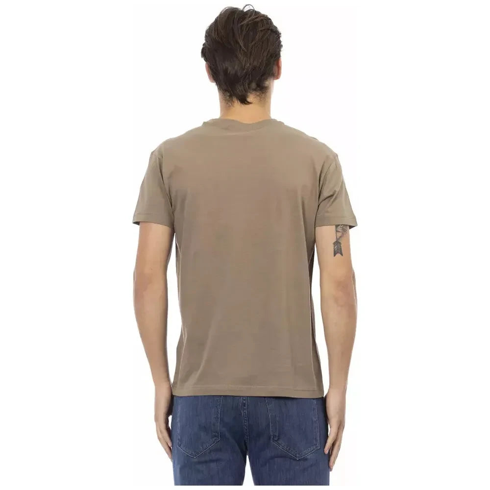 Trussardi Action Brown Cotton Men V-Neck T-Shirt Trussardi Action