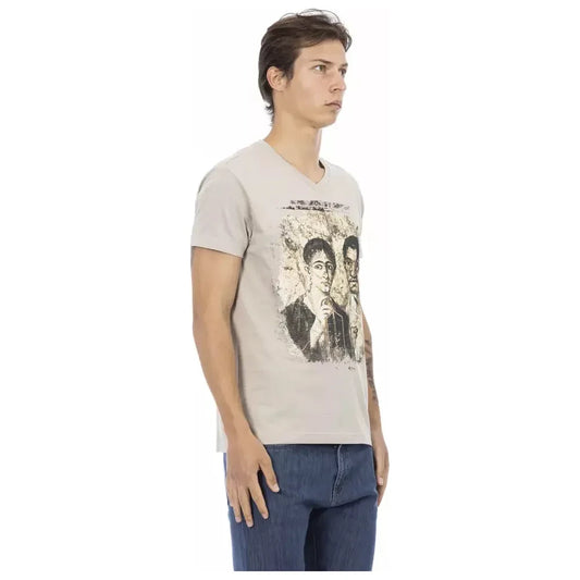 Trussardi Action Beige Cotton Men T-Shirt Trussardi Action