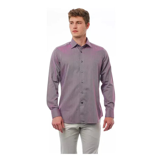 Bagutta Burgundy Cotton Men Shirt Bagutta