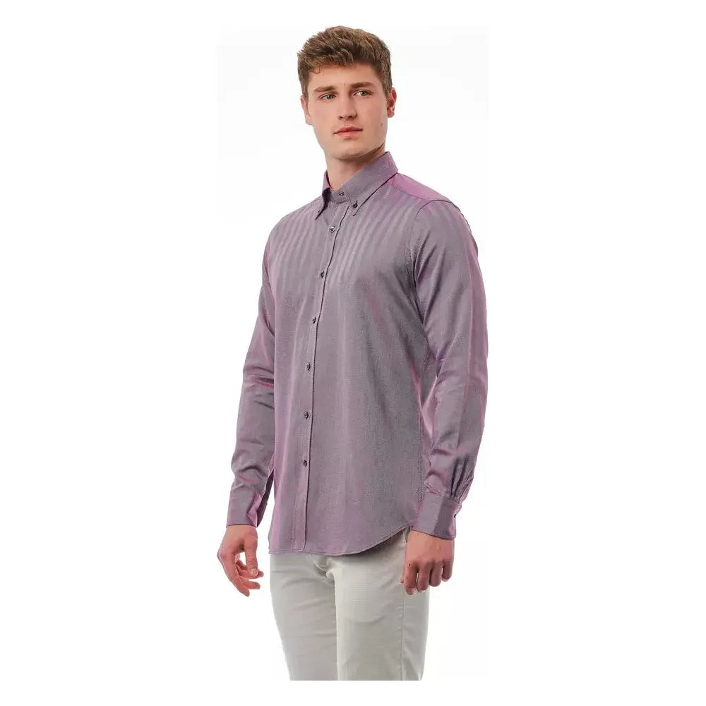 Bagutta Burgundy Cotton Men Shirt Bagutta