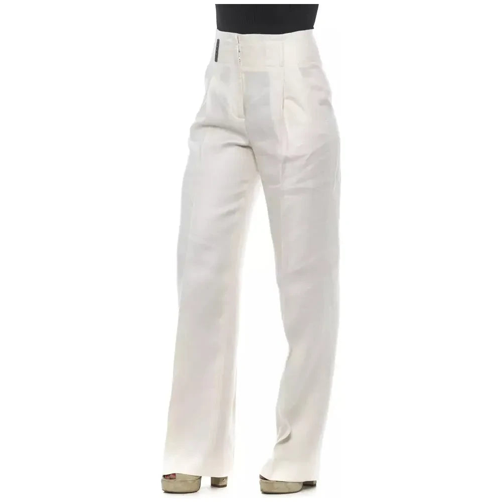 Peserico Elegant High-Waisted Flax Palazzo Pants Peserico