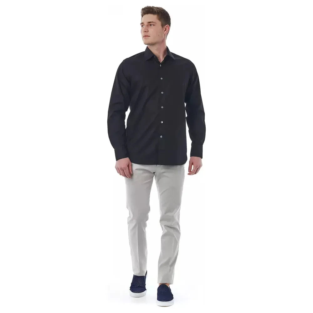 Bagutta Black Cotton Men Shirt Bagutta