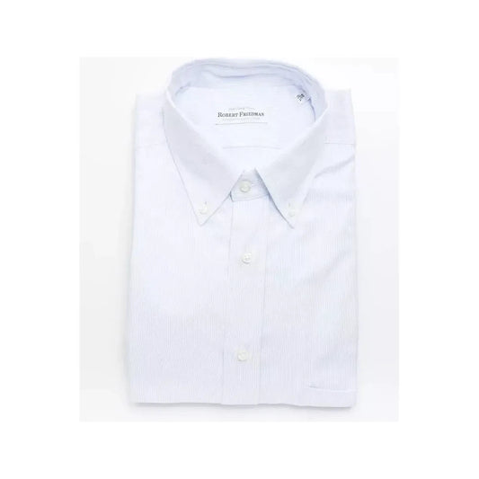 Robert Friedman Light Blue Cotton Men Shirt Robert Friedman