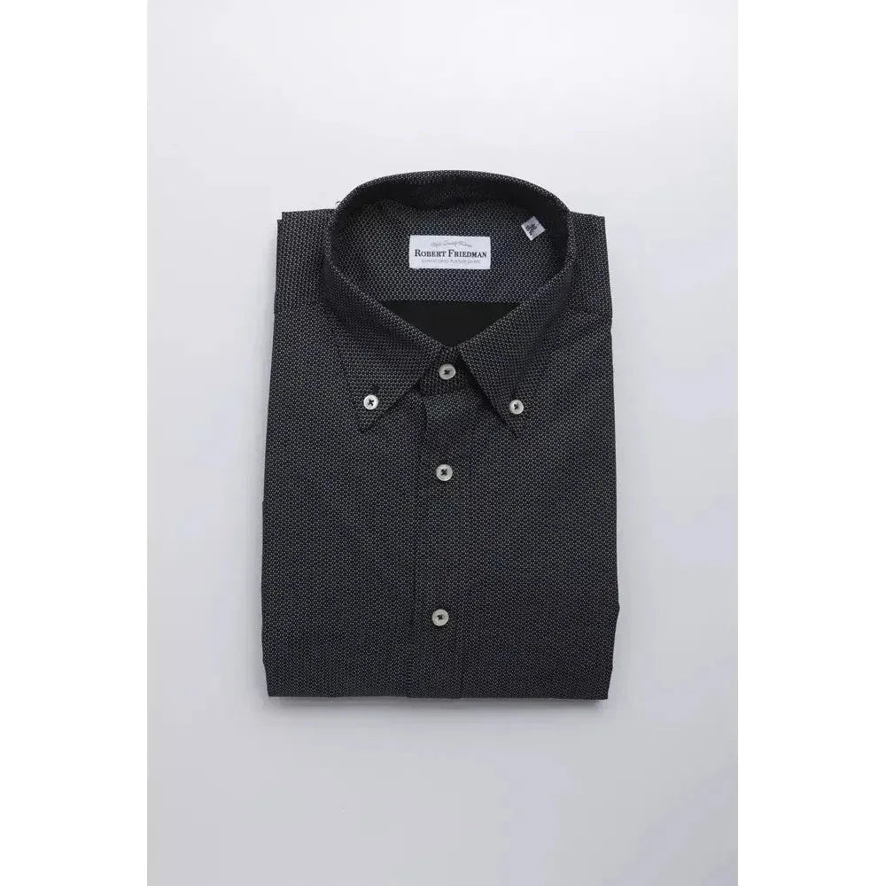 Robert Friedman Black Cotton Men Shirt