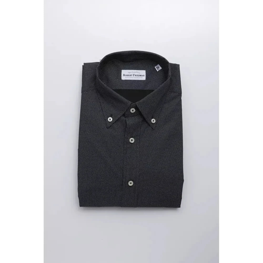 Robert Friedman Black Cotton Men Shirt Robert Friedman