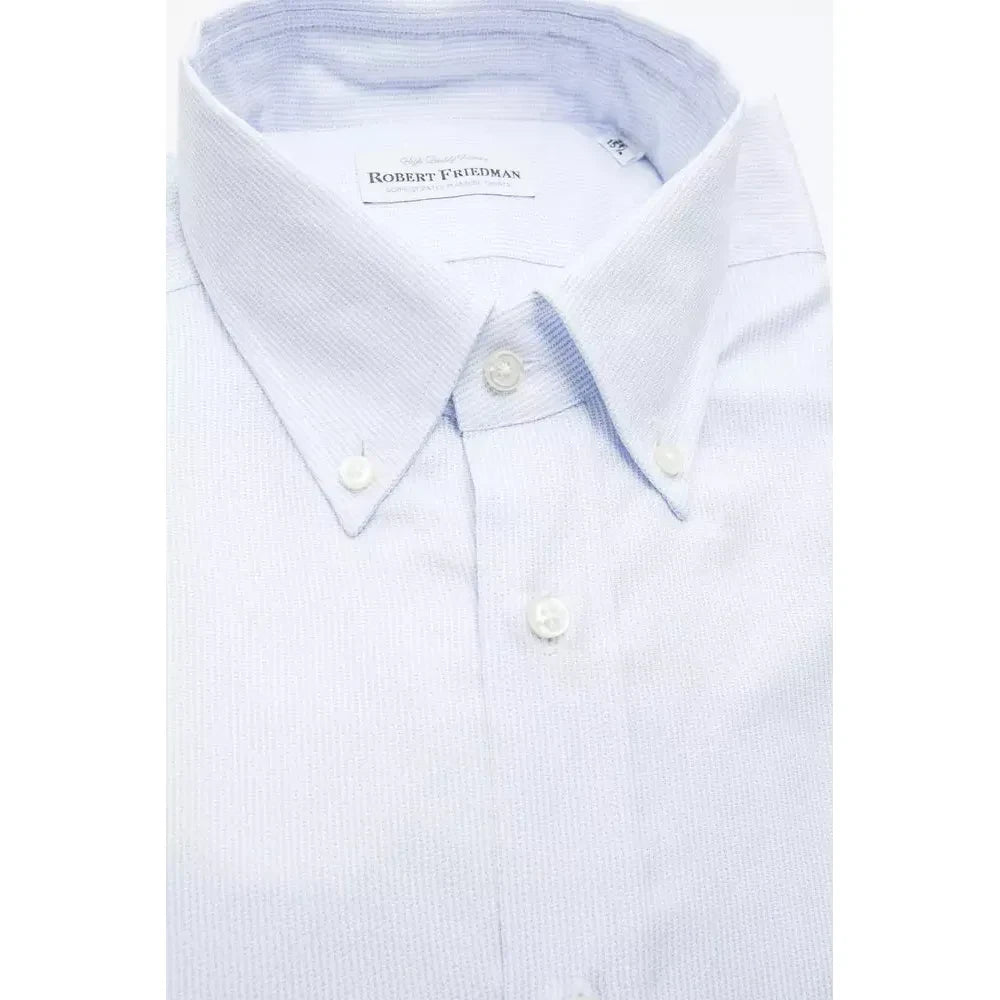 Robert Friedman Light Blue Cotton Men Shirt Robert Friedman