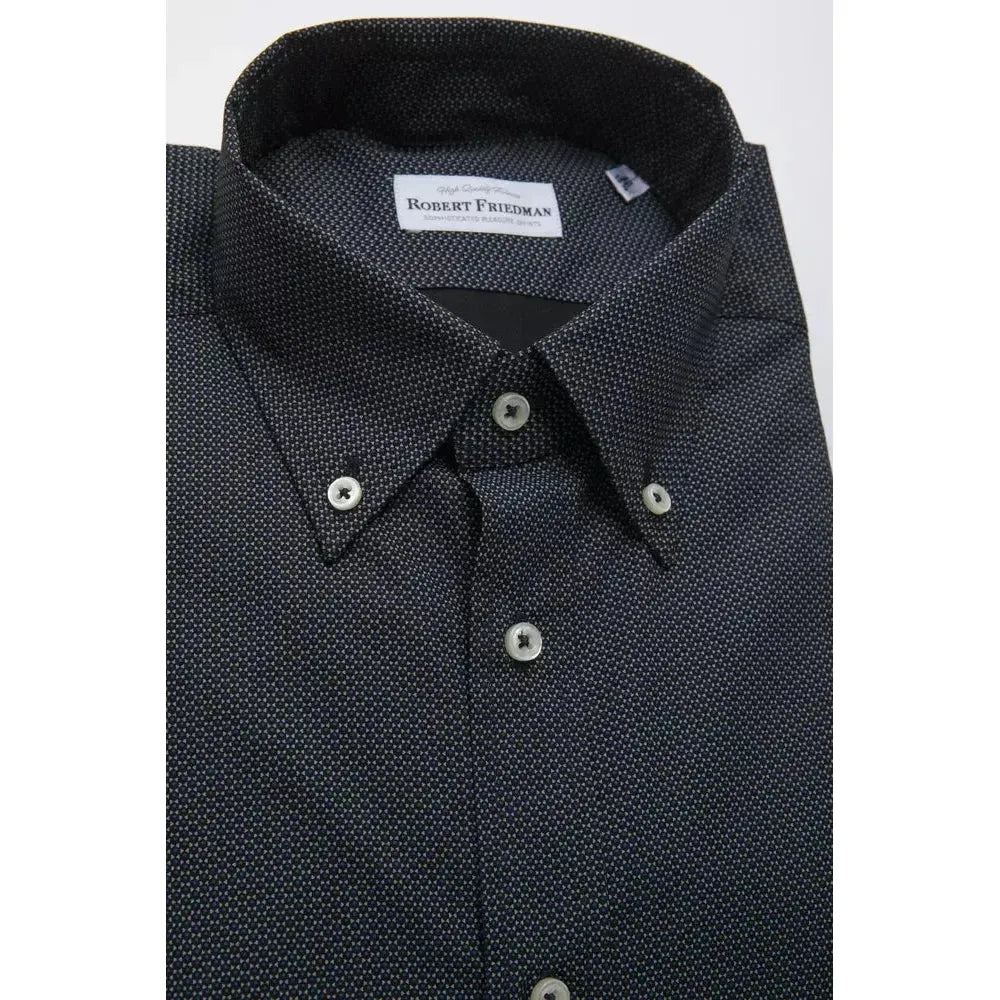 Robert Friedman Black Cotton Men Shirt