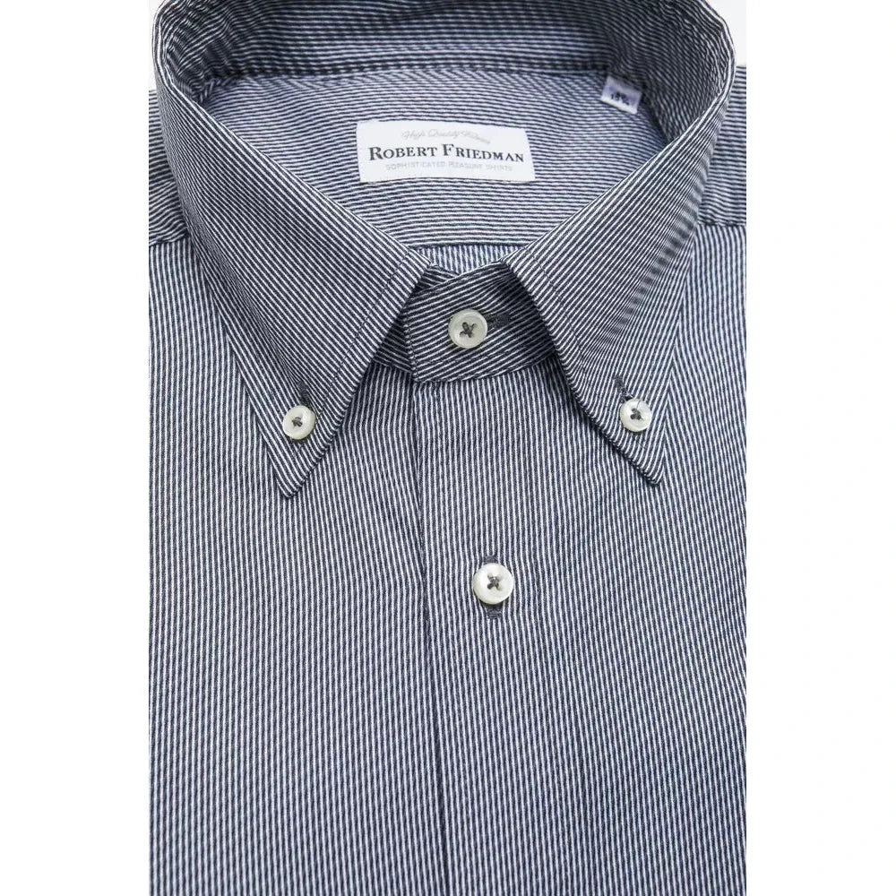 Robert Friedman Blue Cotton Men Shirt Robert Friedman