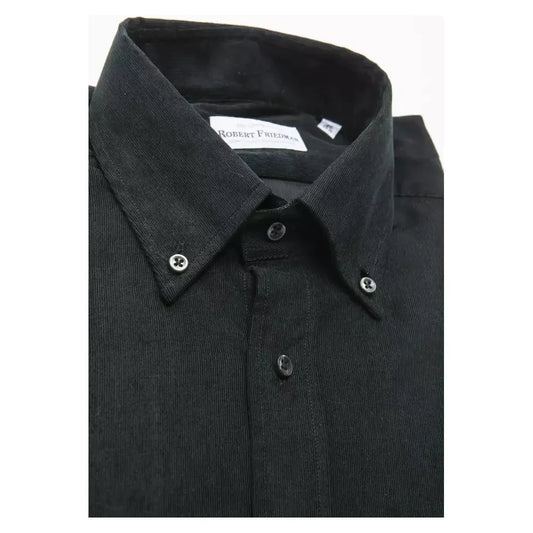 Robert Friedman Black Cotton Men Shirt Robert Friedman