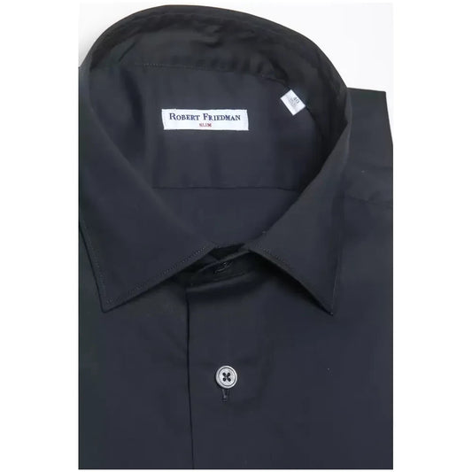 Robert Friedman Black Cotton Men Shirt Robert Friedman