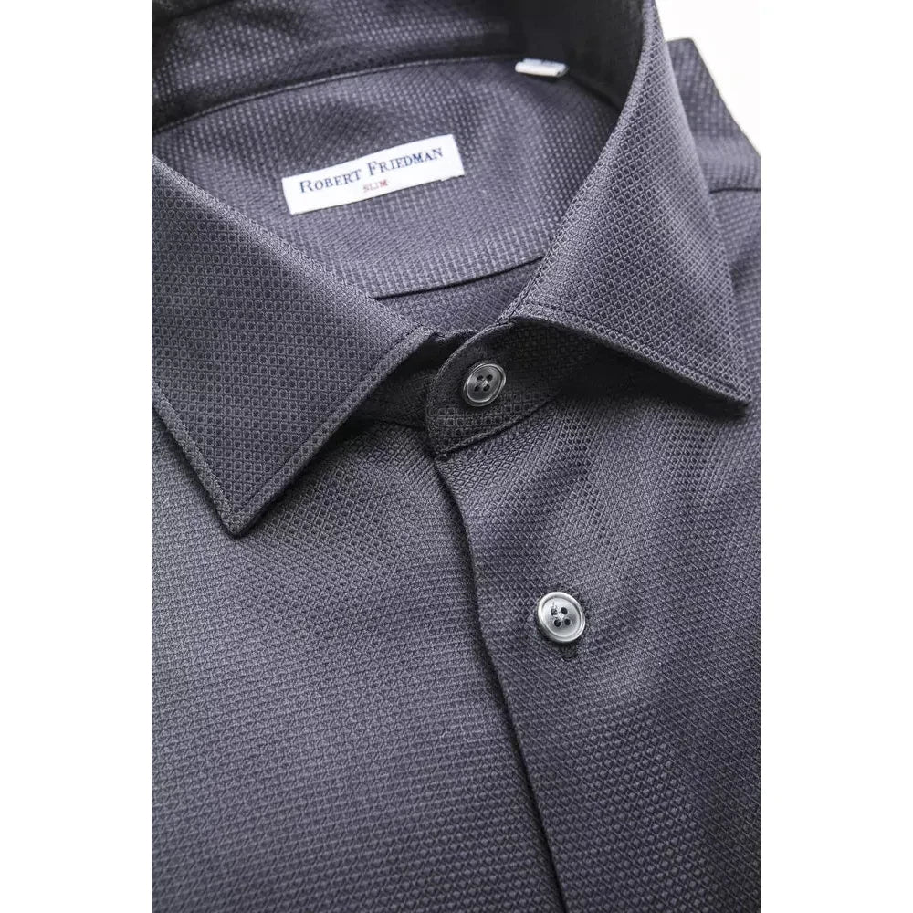 Robert Friedman Blue Cotton Men Shirt Robert Friedman