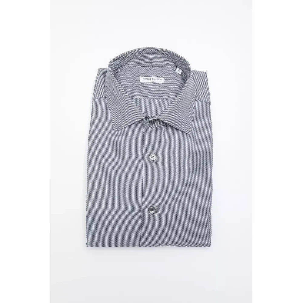 Robert Friedman Blue Cotton Men Shirt Robert Friedman