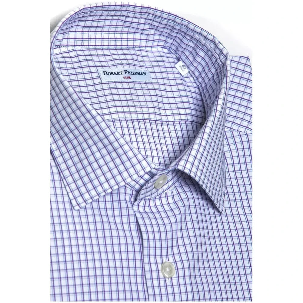 Robert Friedman Burgundy Cotton Men Shirt Robert Friedman