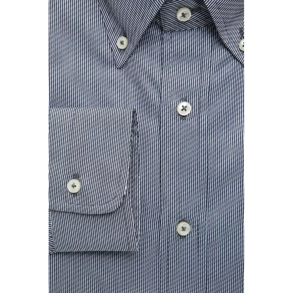 Robert Friedman Blue Cotton Men Shirt Robert Friedman