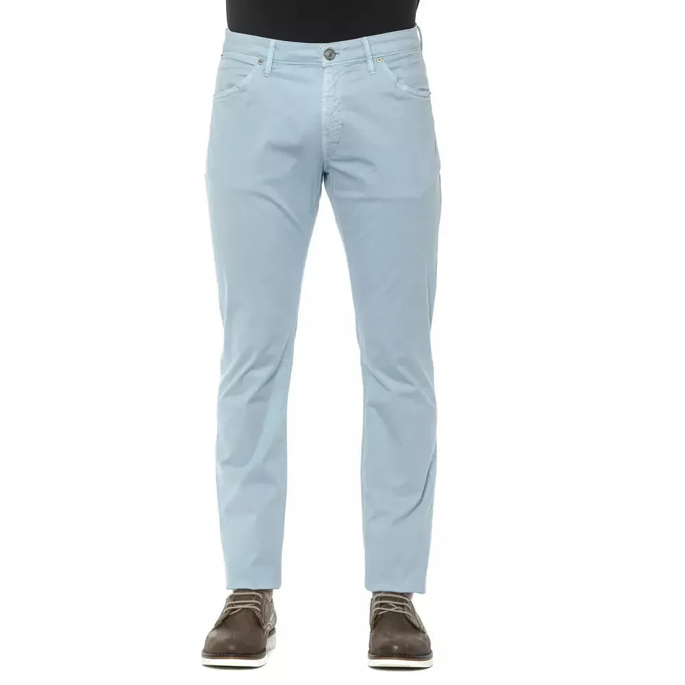 PT Torino Light Blue Cotton Men's Slim Trouser PT Torino